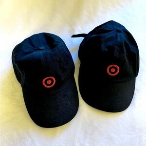 2 Target Bundle Black Baseball Hats- Red Target Logo